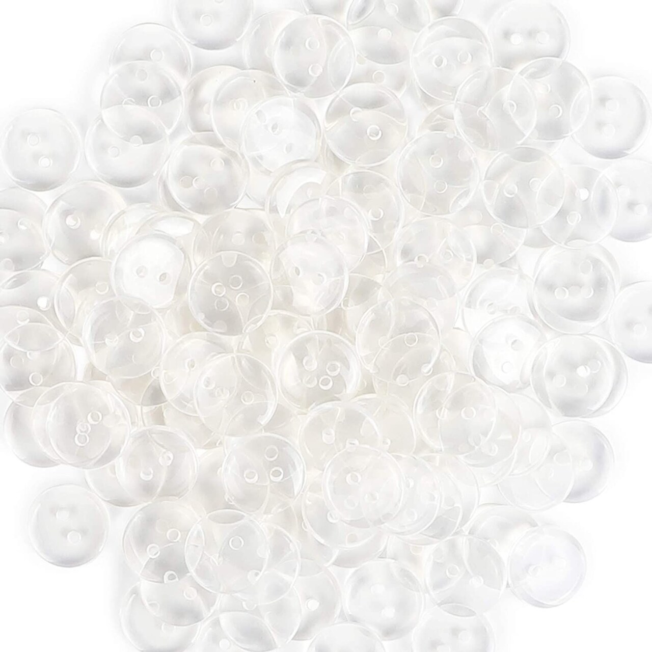 1000 Pcs Clear Resin 10mm 2 Hole Craft Button for DIY Sewing, 0.4 x 0.1 in.